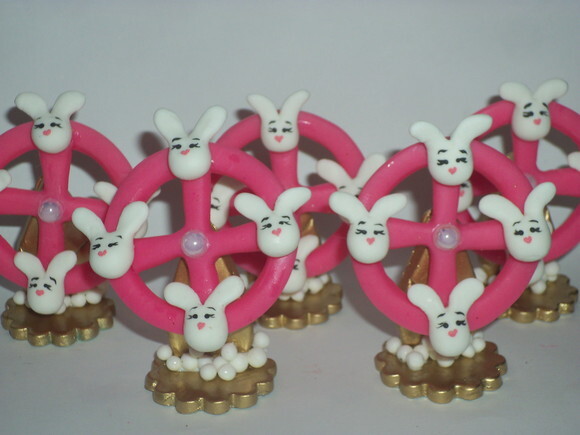 Apliques em biscuit circo rosa