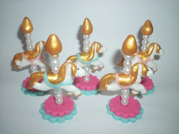 Apliques em biscuit circo rosa