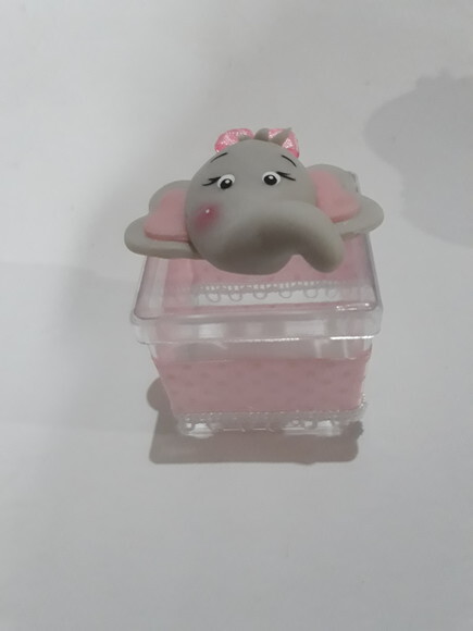 Caixinhas em Acrilico Elefantinha Rosa
