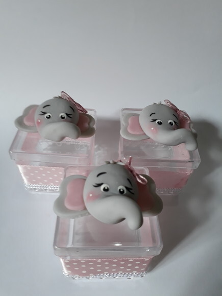Caixinhas em Acrilico Elefantinha Rosa