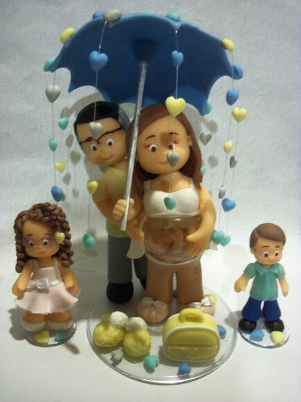 Topo de bolo Chuva de Amor