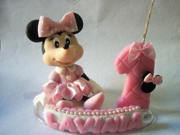 Topo de bolo com vela Minnie