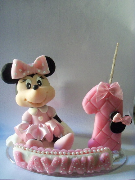 Topo de bolo com vela Minnie