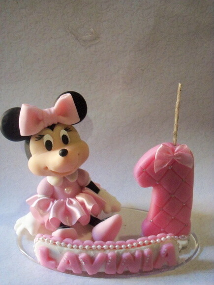 Topo de bolo com vela Minnie