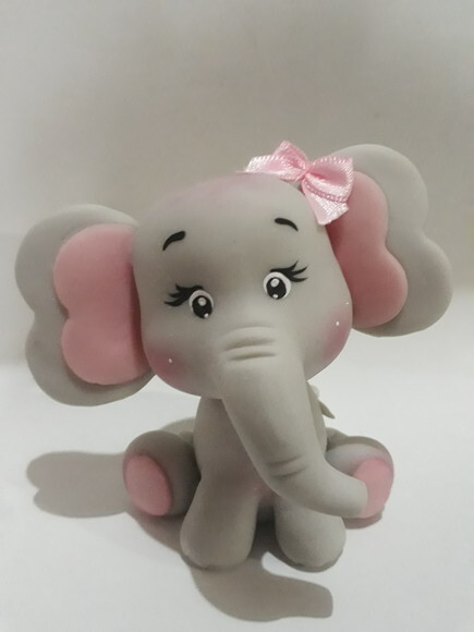 Topo de bolo Elefantinha rosa