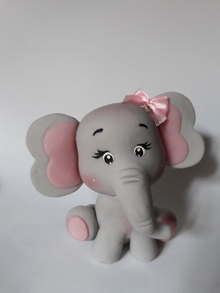 Topo de bolo Elefantinha rosa