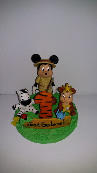 Topo de bolo Mickey safari