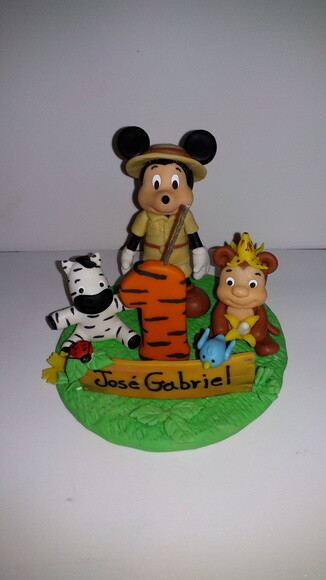 Topo de bolo Mickey safari