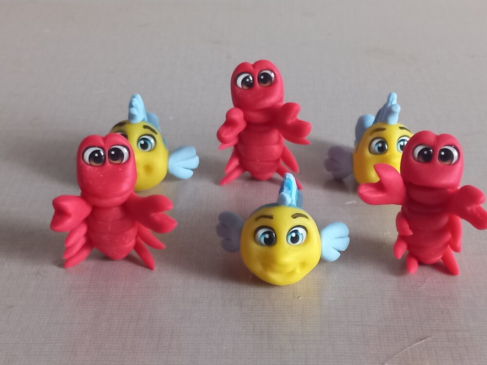 Apliques 3D Pequena Sereia, Ariel. Kit com 5 unidades