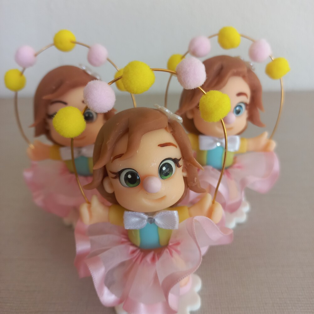 Apliques em 3D, Palhacinha, Circo rosa. Kit com 5 unidades
