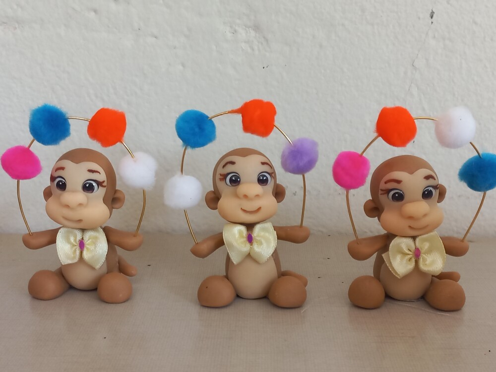 Apliques em Biscuit 3D Circo Rosa. Kit com 5 unidades