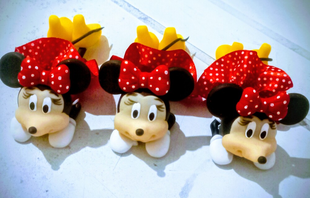 Apliques 3D, Minnie. Kit com 5 unidades