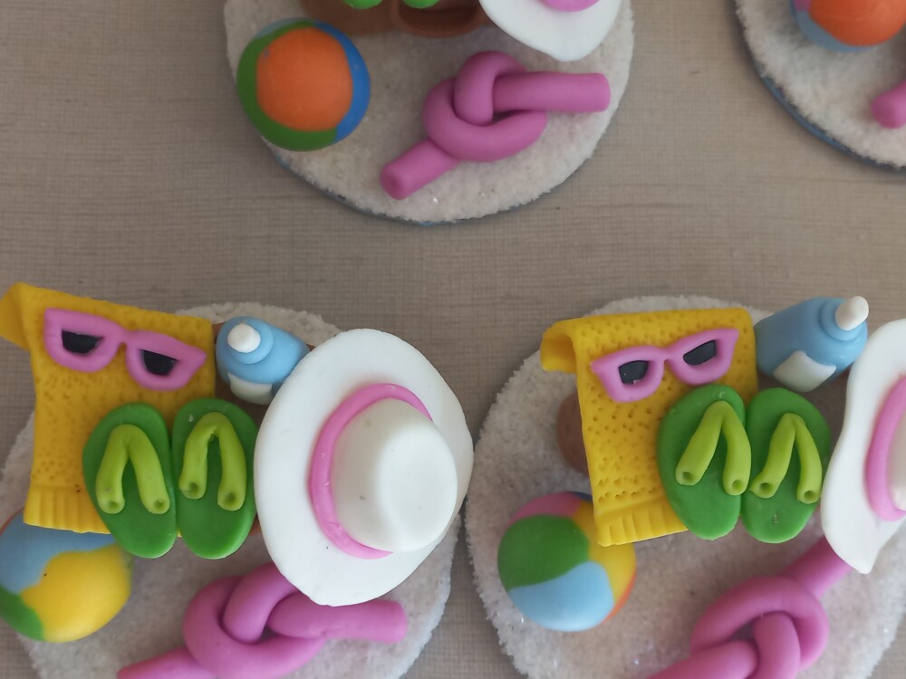 Apliques em Biscuit Festa na piscina. Kit com 5 unidades