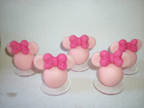 Apliques em biscuit cabeça da Minnie