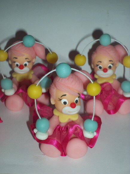 Apliques em biscuit circo rosa