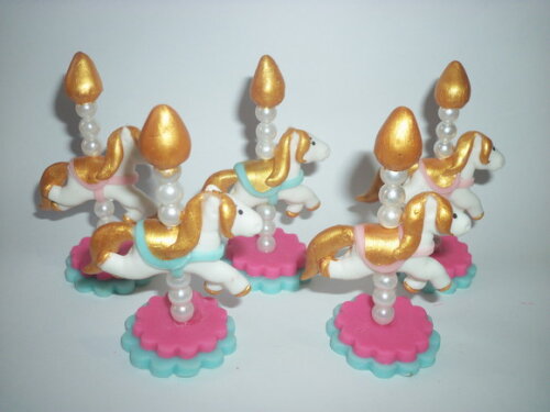 Apliques em biscuit circo rosa