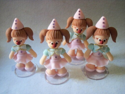 Apliques em biscuit circo rosa