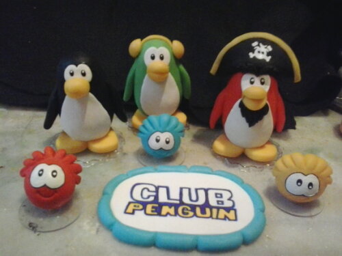 kit topo de bolo Club Penguim