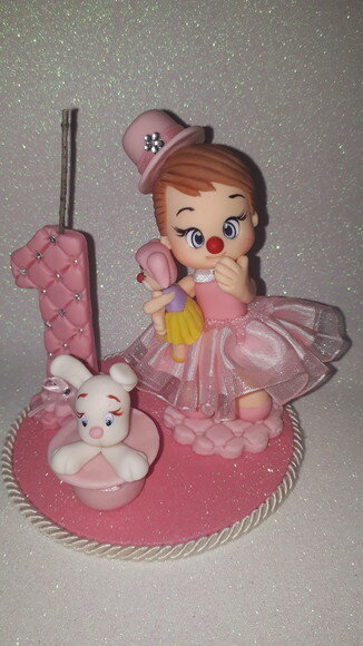 Topo de bolo Circo Rosa