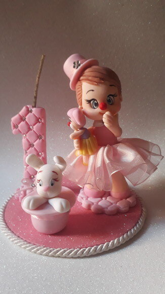 Topo de bolo Circo Rosa