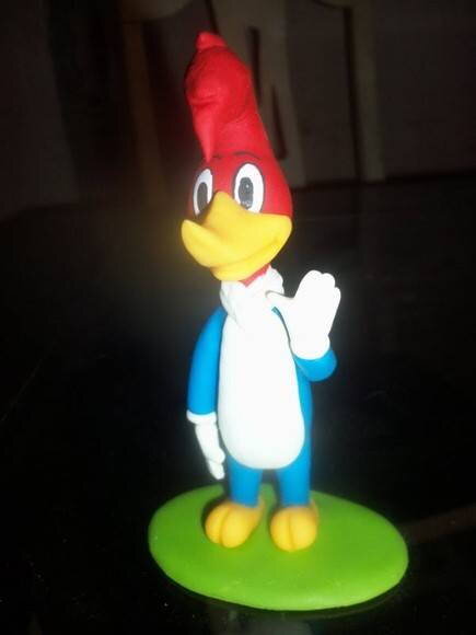 Topo de Bolo Pica Pau em Biscuit