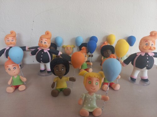 Apliques em Biscuit 3D, Mundo Bita. Kit com 5 unidades
