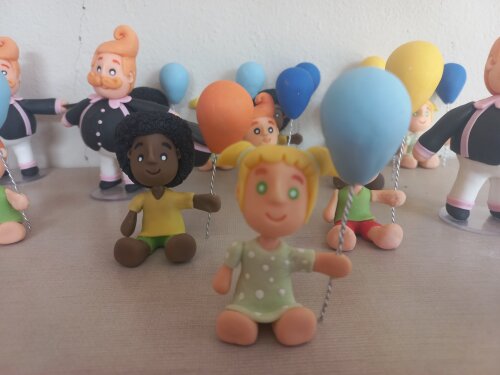 Apliques em Biscuit 3D, Mundo Bita. Kit com 5 unidades