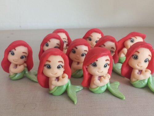 Apliques 3D Pequena Sereia, Ariel. Kit com 5 unidades