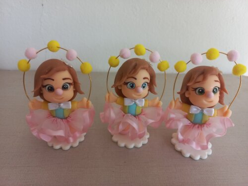 Apliques em 3D, Palhacinha, Circo rosa. Kit com 5 unidades