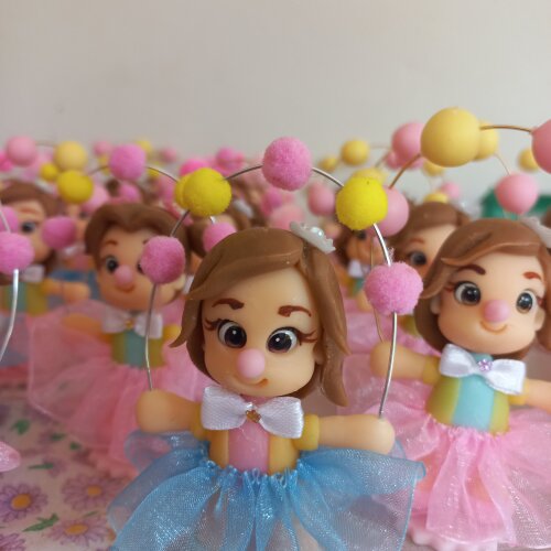 Apliques em 3D, Palhacinha, Circo rosa. Kit com 5 unidades