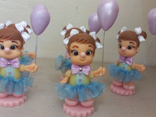 Apliques em 3D, Palhacinha, Circo rosa. Kit com 5 unidades