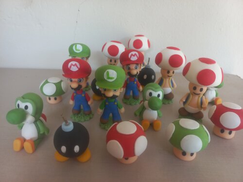 Apliques em Biscuit 3D, Super Mario Bros. Kit com 5 unidades
