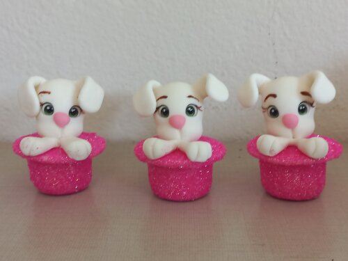 Apliques em Biscuit 3D Circo Rosa. Kit com 5 unidades