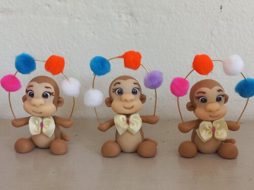 Apliques em Biscuit 3D Circo Rosa. Kit com 5 unidades
