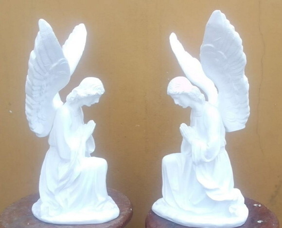 2 Anjos Adoradores Cru 40 cm ( Gesso)