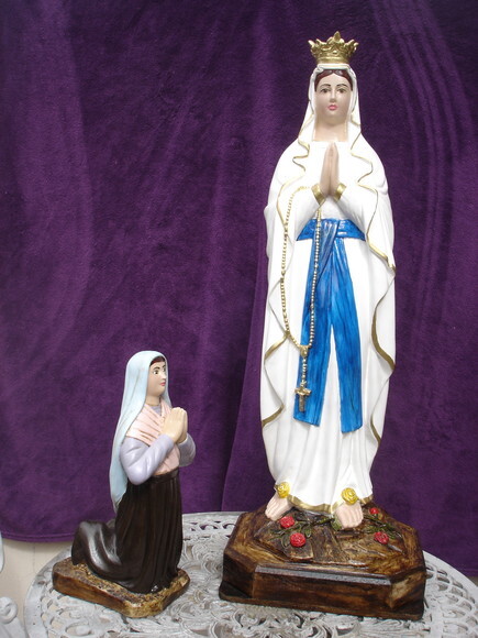 Nossa Senhora de Lourdes 80 cm com Santa Bernadete 40 cm