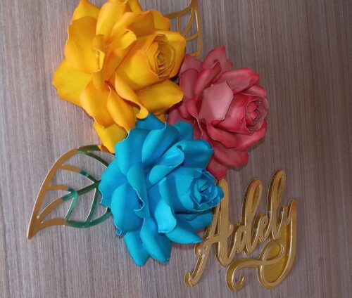 Kit 3 Rosas de Papelcom Pintura Realista