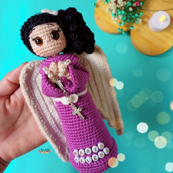 Anjo da Guarda de Crochê para Batizado Lembrancinha