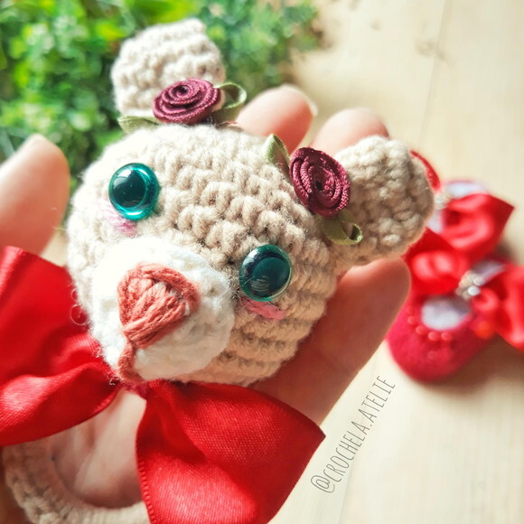 Conjunto de Sapatinho e Chocalho Crochê Amigurumi para Bebê