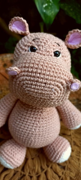 Hipopótamo de Crochê Amigurumi para Decoração Coleção Safá