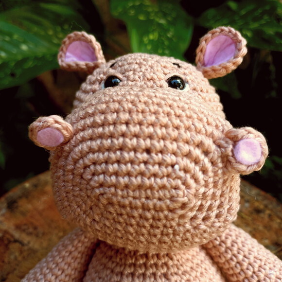Hipopótamo de Crochê Amigurumi para Decoração Coleção Safá