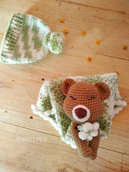 Kit Conjunto de Touca e Naninha em Crochê