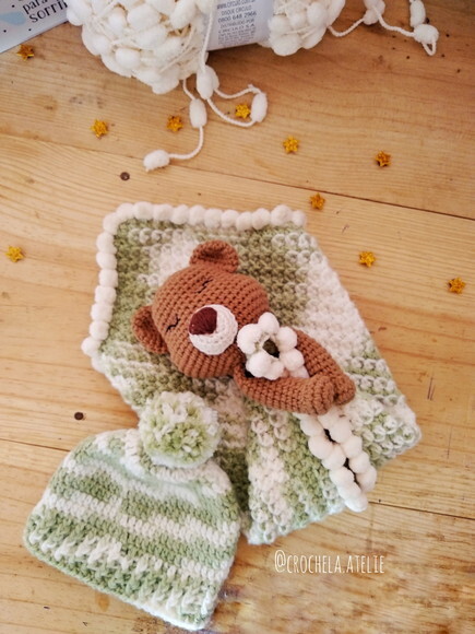 Kit Conjunto de Touca e Naninha em Crochê