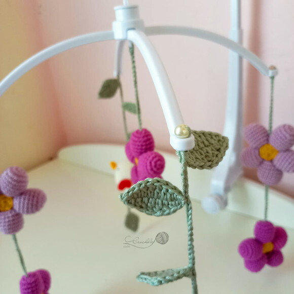 Móbile Musical para Berço com Suporte Tema Jardim