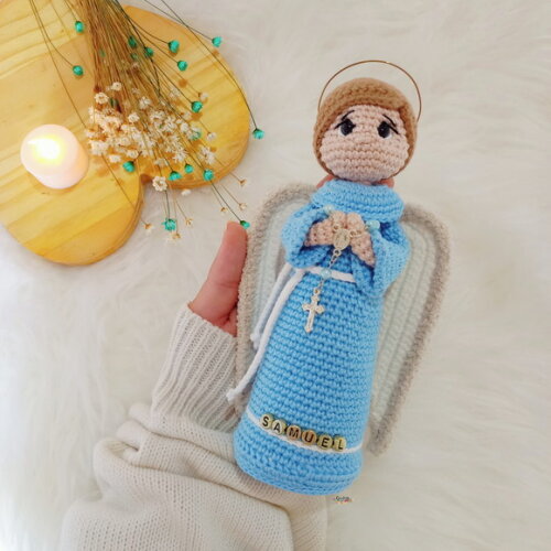 Anjo da Guarda de Crochê para Batizado Lembrancinha