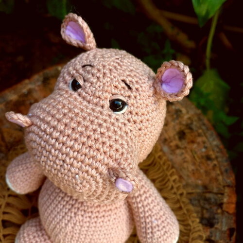 Hipopótamo de Crochê Amigurumi para Decoração Coleção Safá