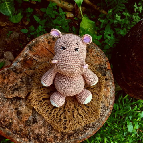 Hipopótamo de Crochê Amigurumi para Decoração Coleção Safári