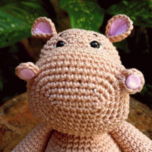Hipopótamo de Crochê Amigurumi para Decoração Coleção Safá