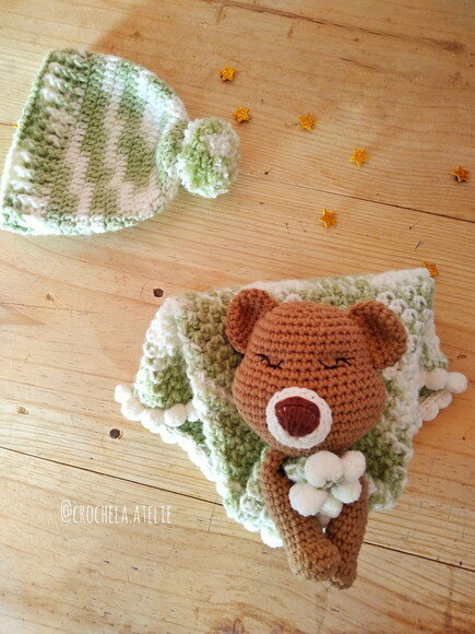 Kit Conjunto de Touca e Naninha em Crochê