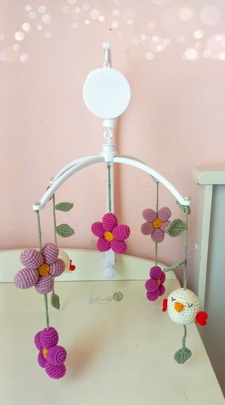 Móbile Musical para Berço com Suporte Tema Jardim